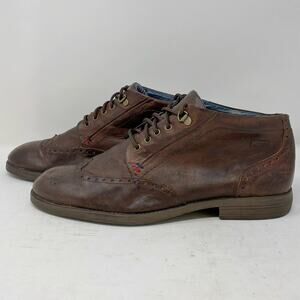 River Woods Brown Leather Oxfords Mid Ankle Boots Mens Size 44